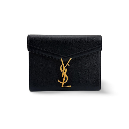 Saint Laurent Cassandra Chain Leather, Black, Leather, Shoulder Bag