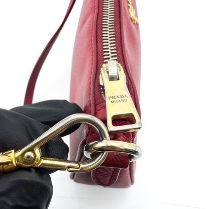 Prada Zip Saffiano Leather, Red, Leather, Shoulder Bag