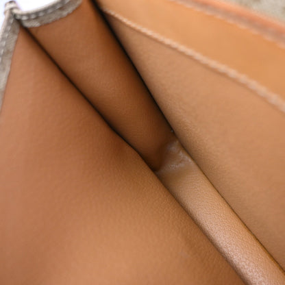 Celine Vintage Macadam Circle Logo Canvas and Leather, Beige, PVC, Shoulder Bag