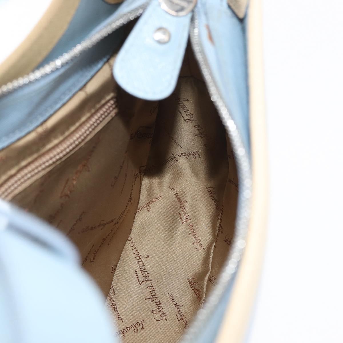Salvatore Ferragamo Gancini Leather, Blue, Leather, Shoulder Bag