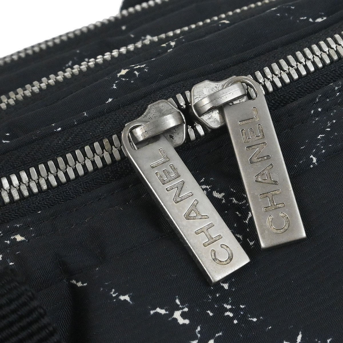 Chanel Travel Line Boston Printed Nylon, Black, Nylon, Handbag