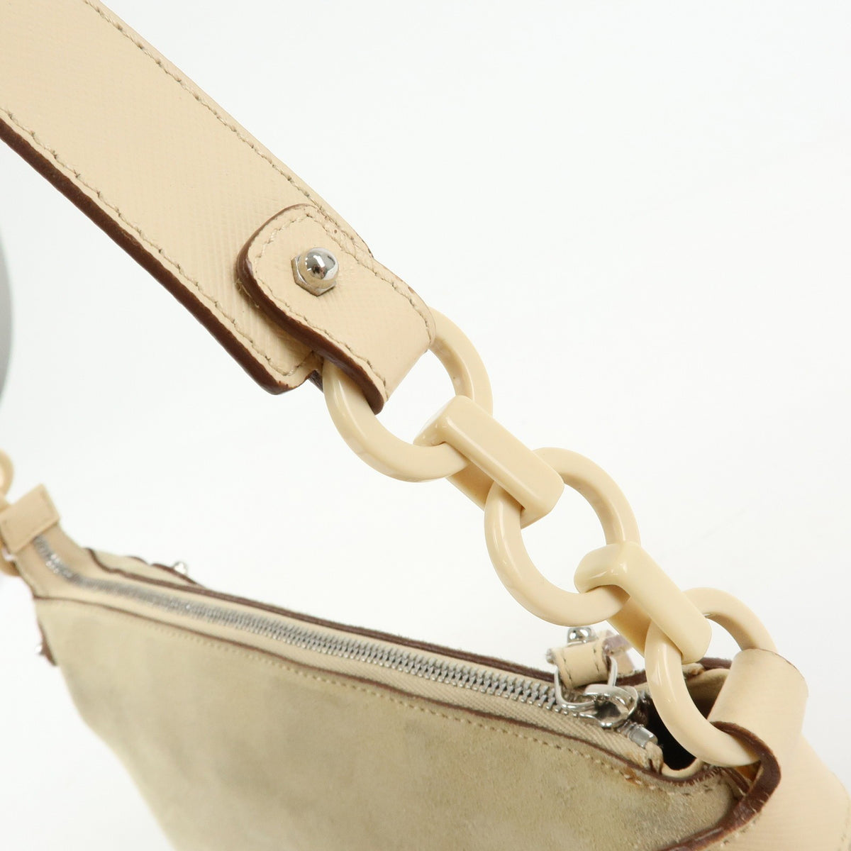 Salvatore Ferragamo Gancini Suede, Beige, Suede, Crossbody Bag