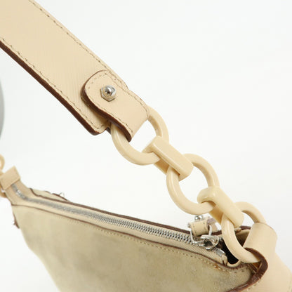 Salvatore Ferragamo Gancini Suede, Beige, Suede, Crossbody Bag