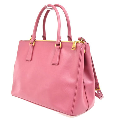 Prada Double Zip Lux Convertible Tote Saffiano Leather, Pink, Leather, Tote Bag