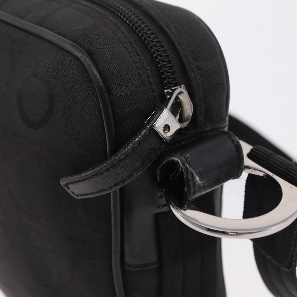 Salvatore Ferragamo Gancini Canvas, Black, Canvas, Crossbody Bag
