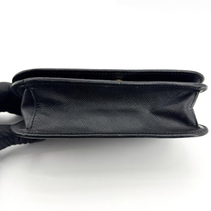 Prada Convertible Flap Clutch Saffiano Leather, Black, Leather, Clutch