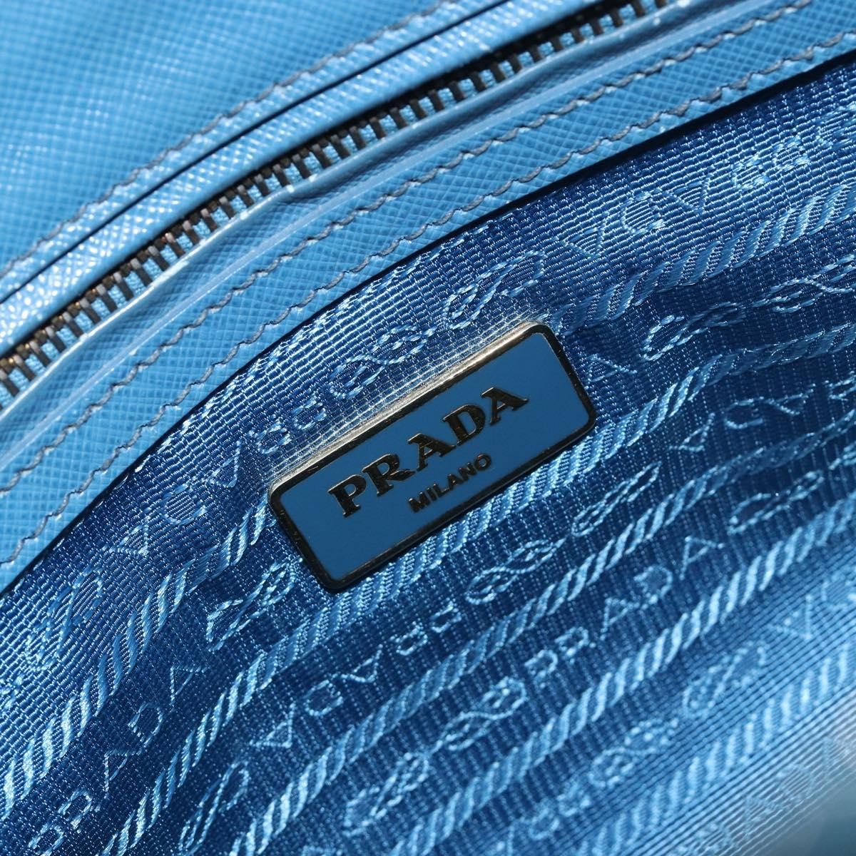 Prada Double Zip Lux Tote Saffiano Leather, Blue, Leather, Handbag