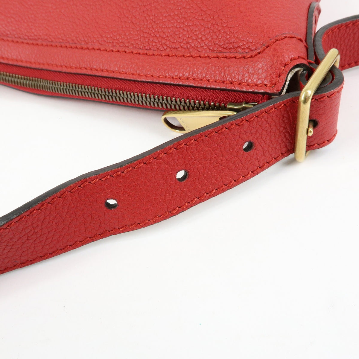 Gucci Logo Half-Moon Hobo Printed Leather, Red, Leather, Shoulder Bag