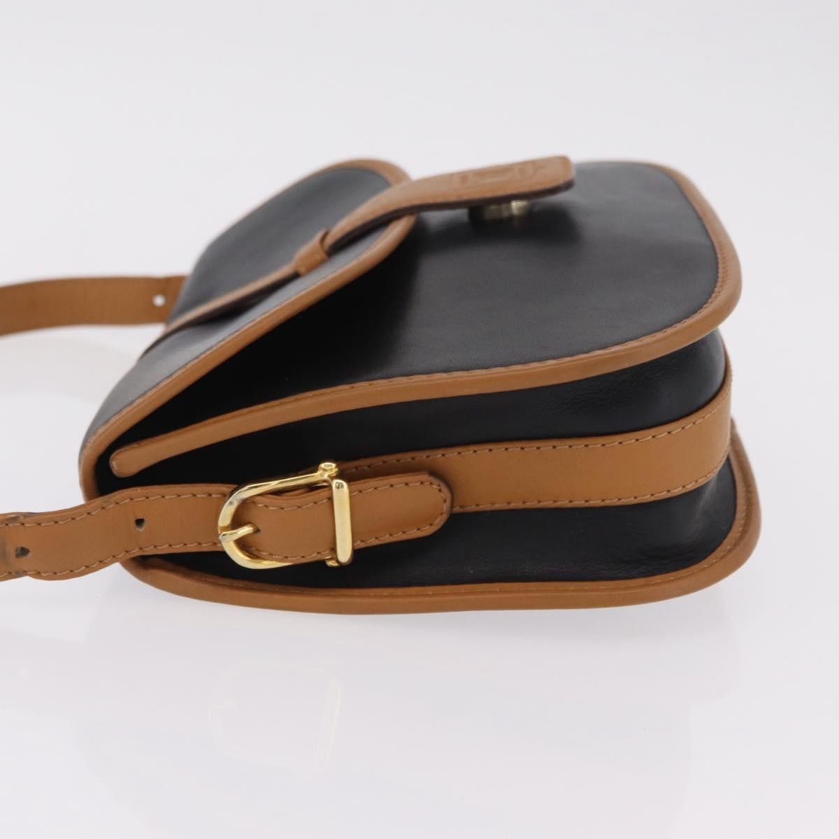Celine Shoulder Leather, Black, Leather, Shoulder Bag
