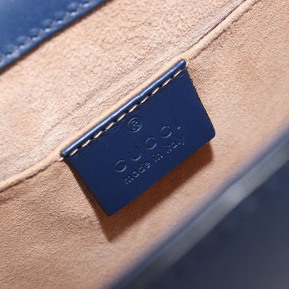 Gucci Sylvie Top Handle Leather, Navy, Leather, Handbag