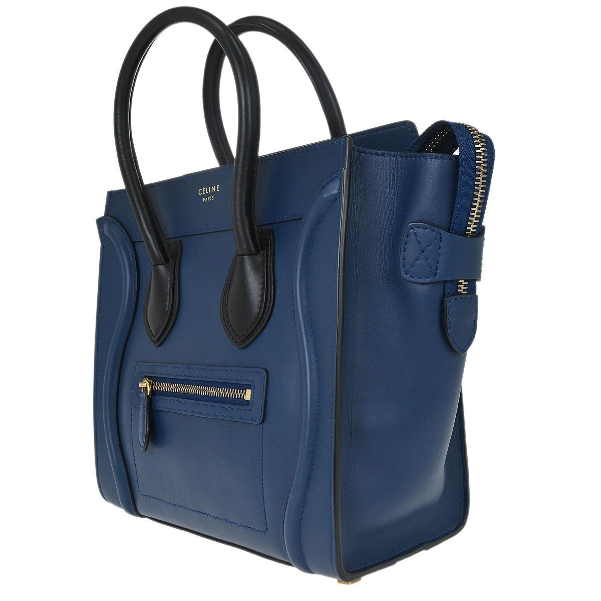 Celine Luggage Smooth Leather, Blue, Leather, Handbag