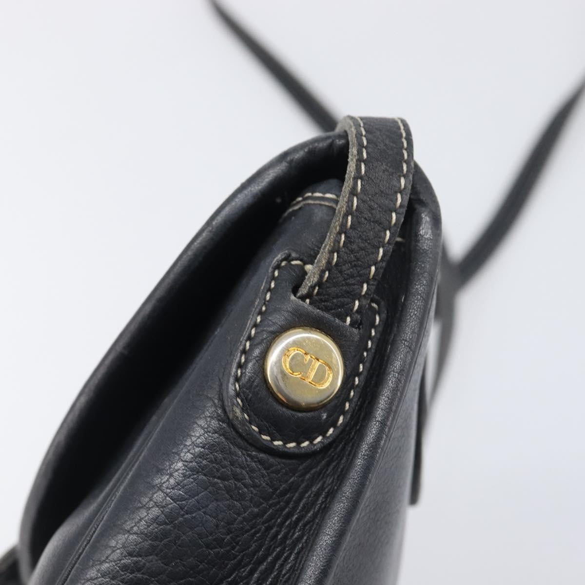 Christian Dior Vintage CD Logo Leather, Navy, Leather, Shoulder Bag