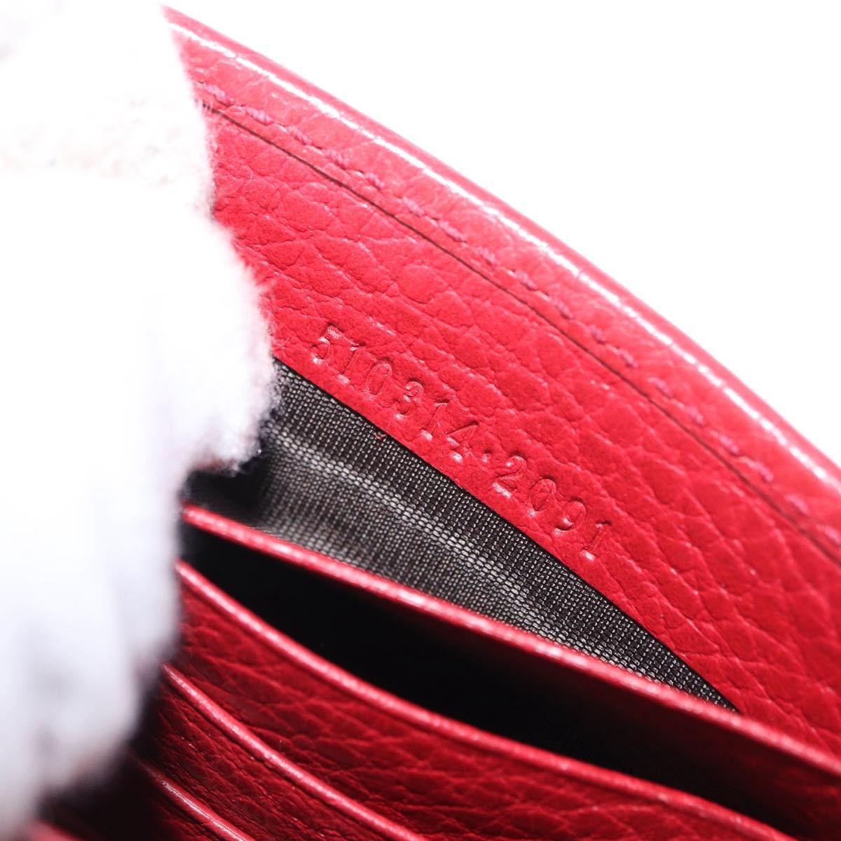 Gucci Interlocking Wallet on Chain Leather, Red, Leather, Shoulder Bag