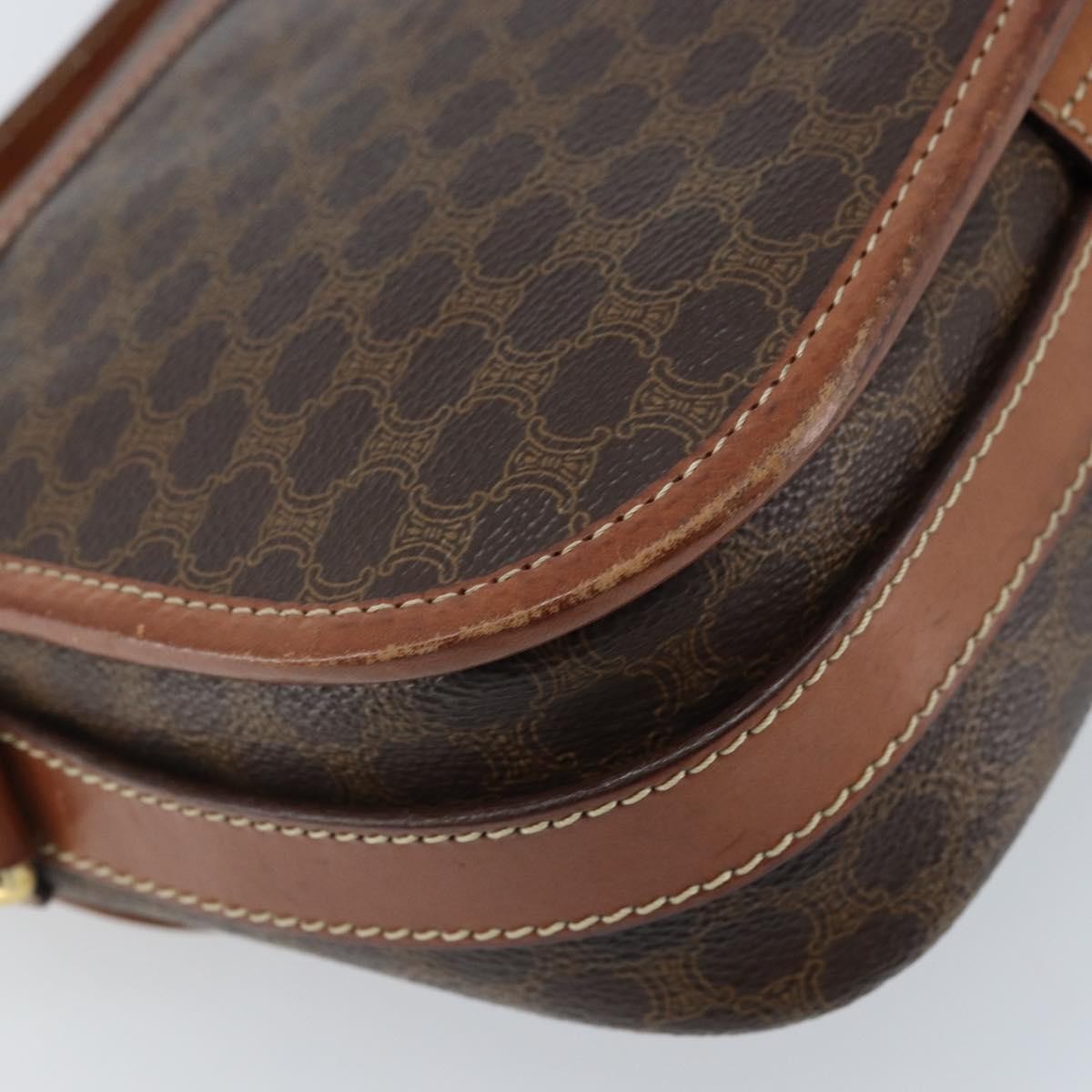 Celine Vintage Macadam Canvas and Leather, Brown, PVC, Shoulder Bag