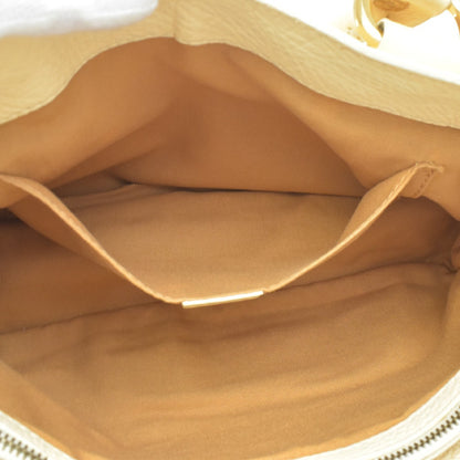 Celine Boogie Satchel Leather, Yellow, Leather, Handbag