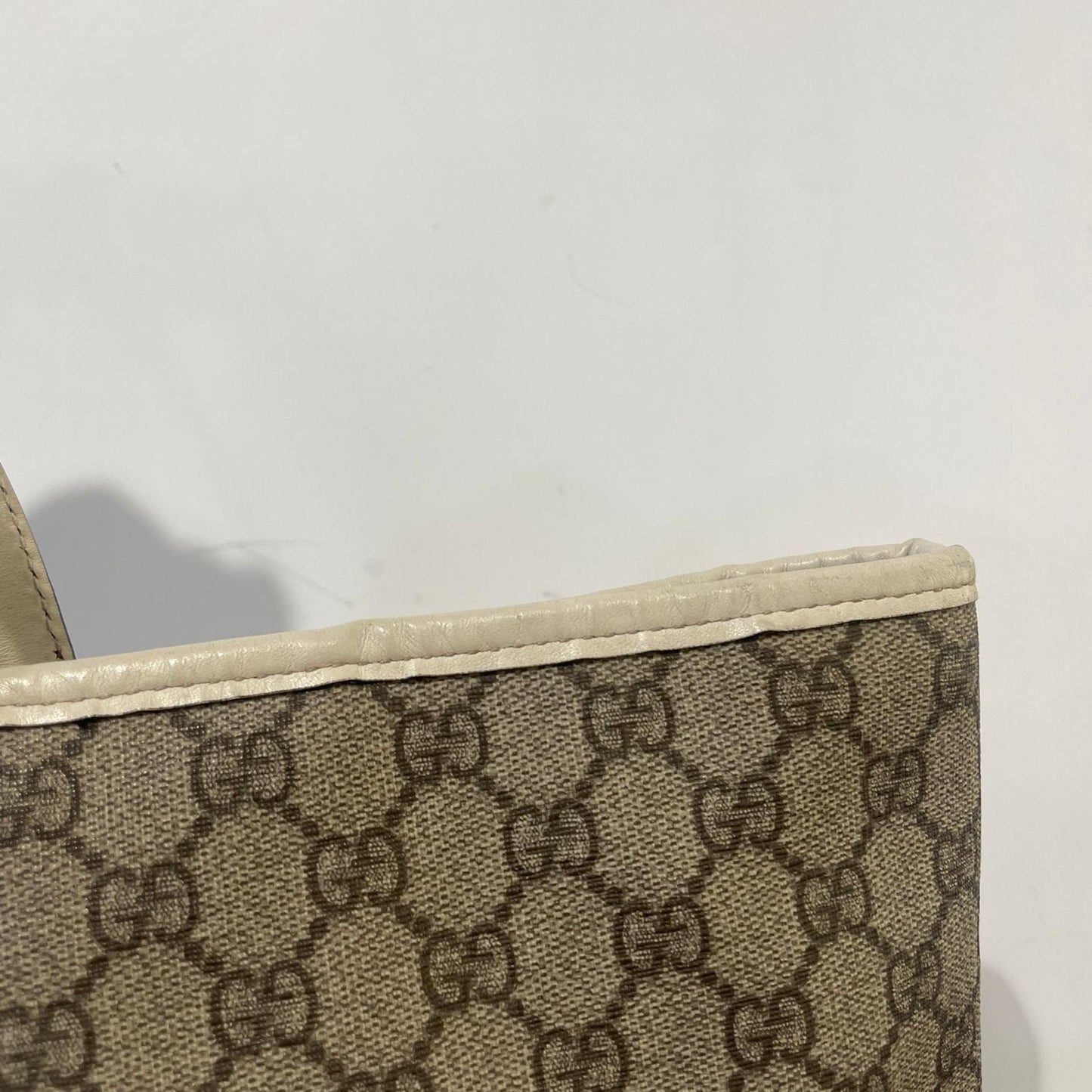 Gucci Plus Tote GG Coated Canvas with Leather, Beige, Canvas, Tote Bag