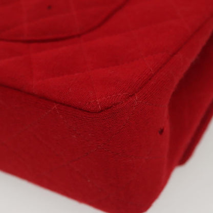 Chanel Vintage Classic Double Flap Bag Quilted Wool, RED, COTTON, Shoulder bag