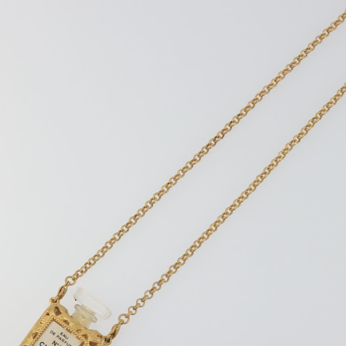Chanel CC No.5 Perfume Bottle Pendant Metal, Gold, Metal, Necklace