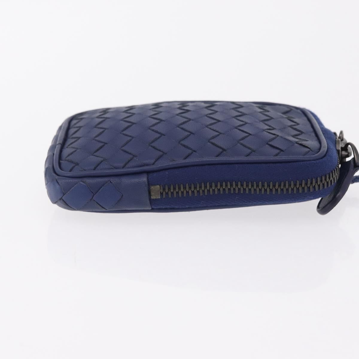 Bottega Veneta Zip Around Intrecciato Nappa, Navy, Leather, Handbag