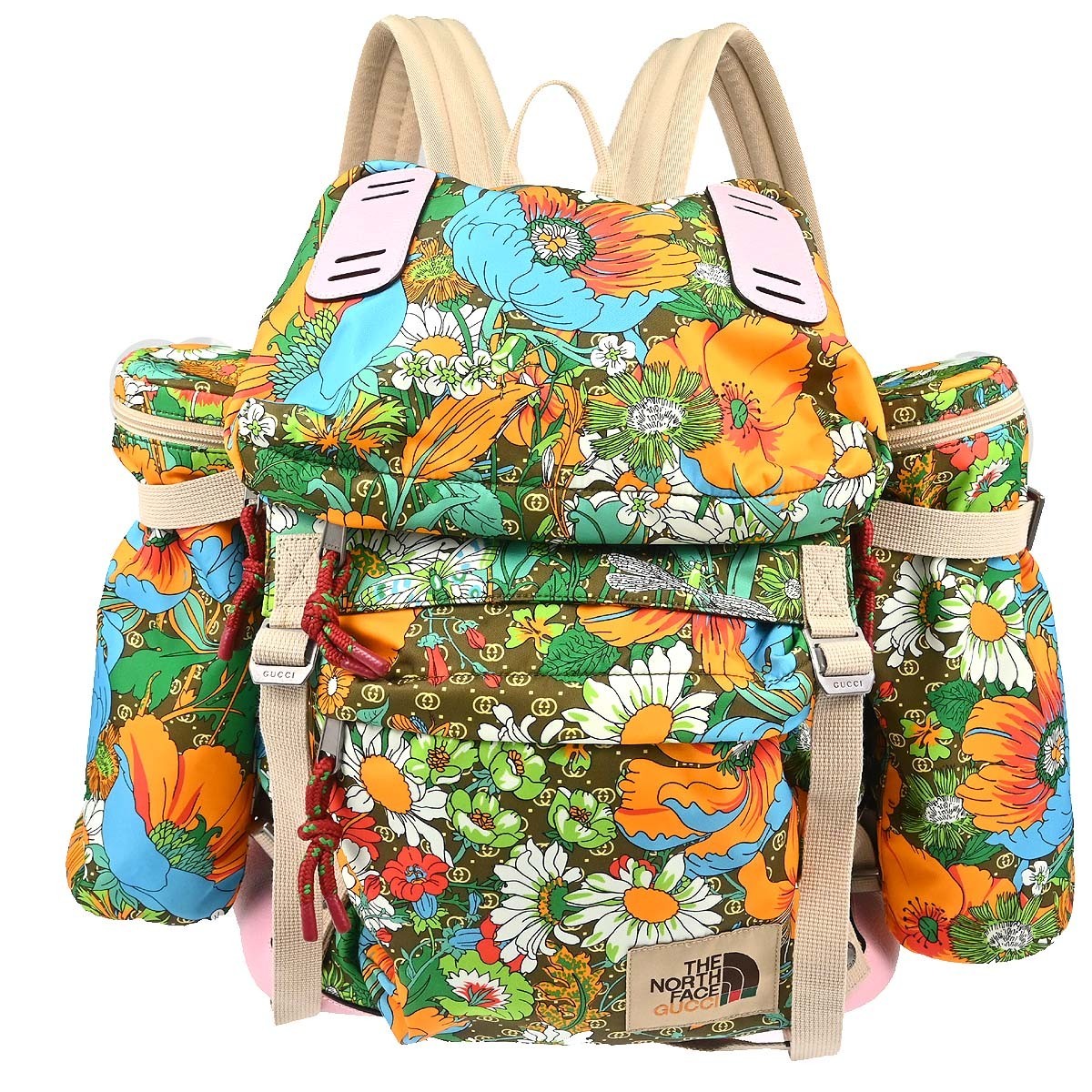 Gucci Gucci x The North Face Flap Printed Nylon, Multicolour, Canvas, Backpack