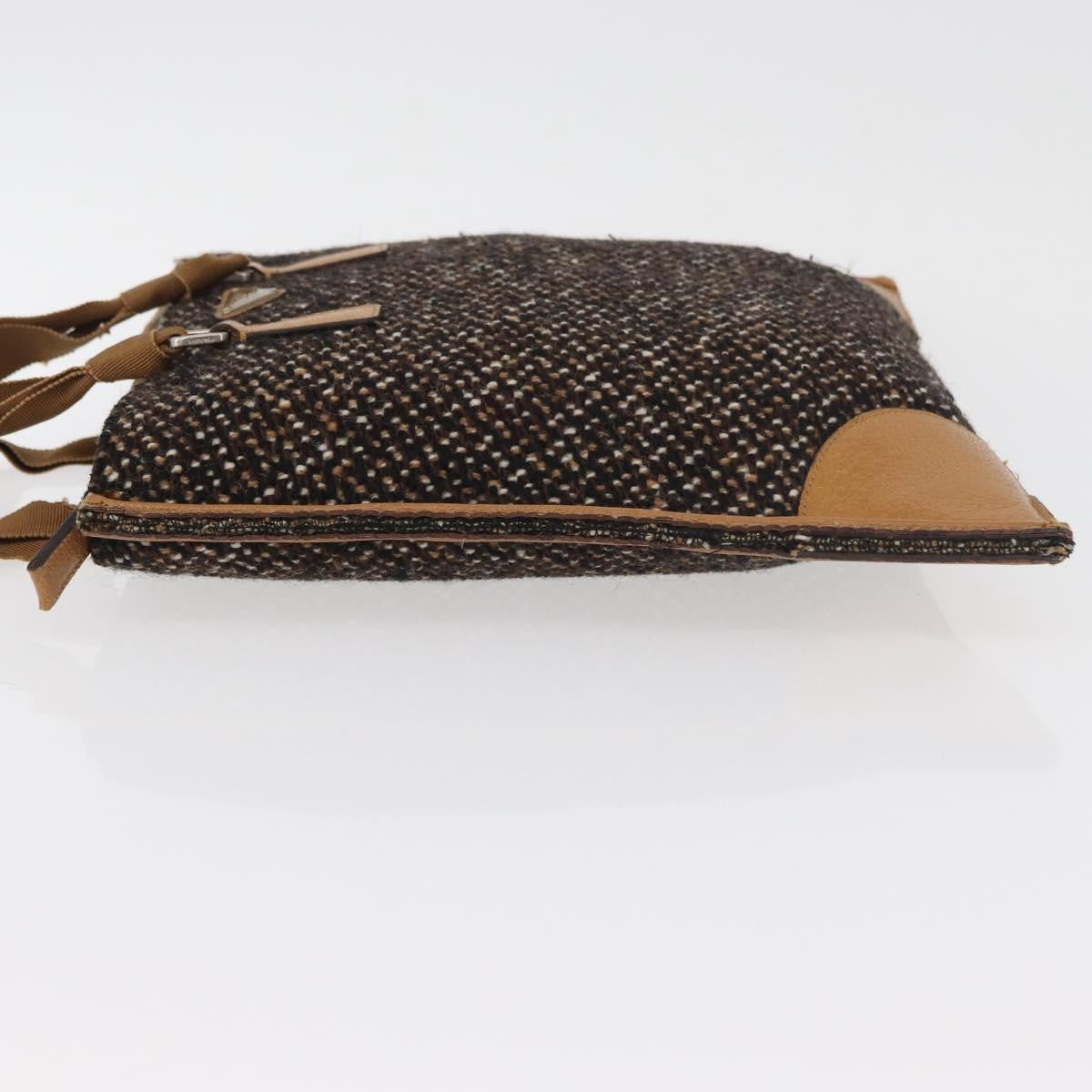 Prada Convertible Open Tweed, Brown, Canvas, Tote Bag