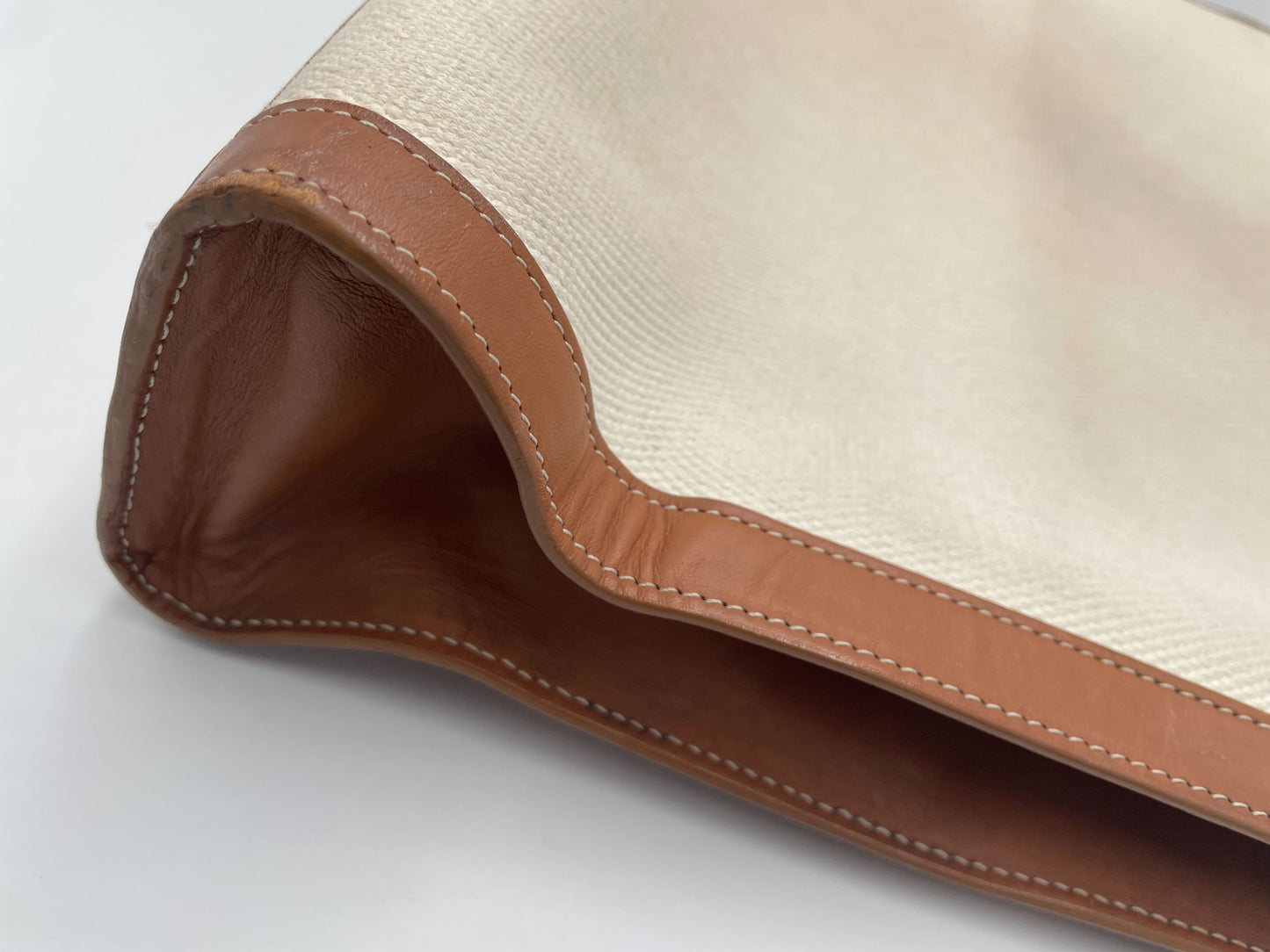 Celine Vertical Square Cabas Tote Canvas with Leather, BROWN, CANVAS, Tote bag