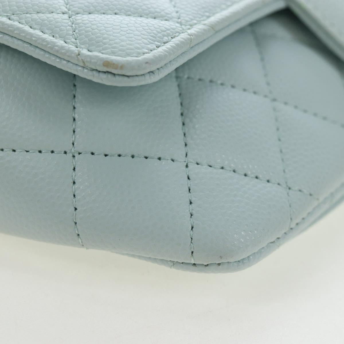 Chanel Classic Sunglasses Case with Chain Quilted Caviar, Blue, Calfskin, Clutch