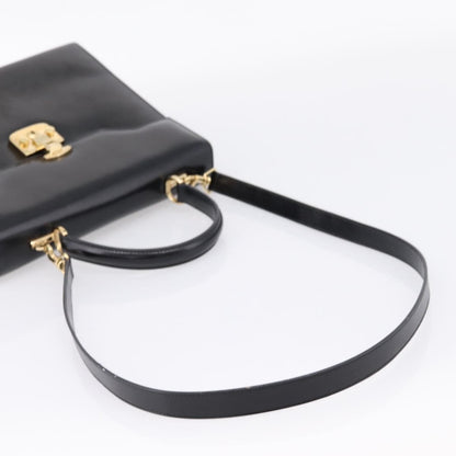 Gucci Vintage Lady Lock Top Handle Leather, Black, Leather, Handbag
