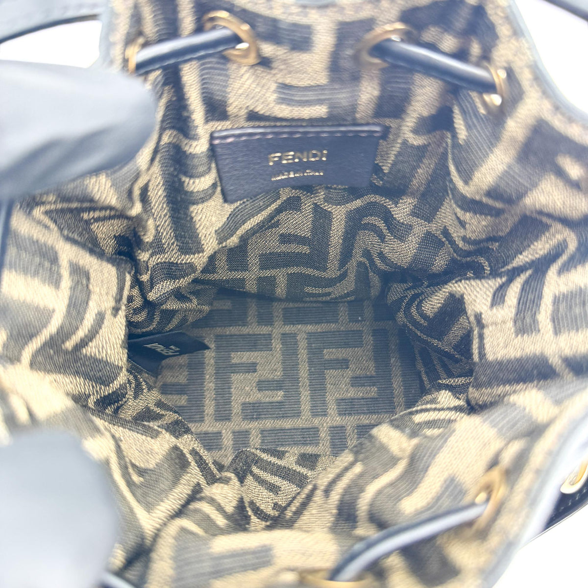 Fendi Mon Tresor Bucket Zucca Quilted Silk, Black, Canvas, Handbag