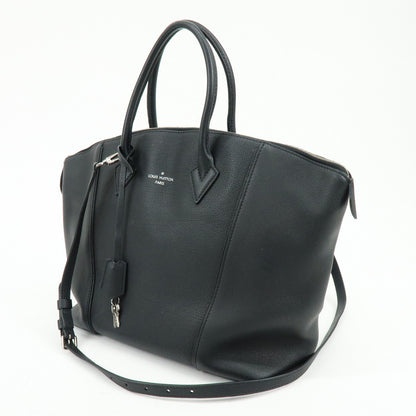 Louis Vuitton Soft Lockit Leather, Black, Leather, Handbag