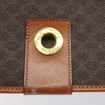Celine Vintage Macadam Circle Logo Canvas and Leather, Brown, Canvas, Shoulder Bag