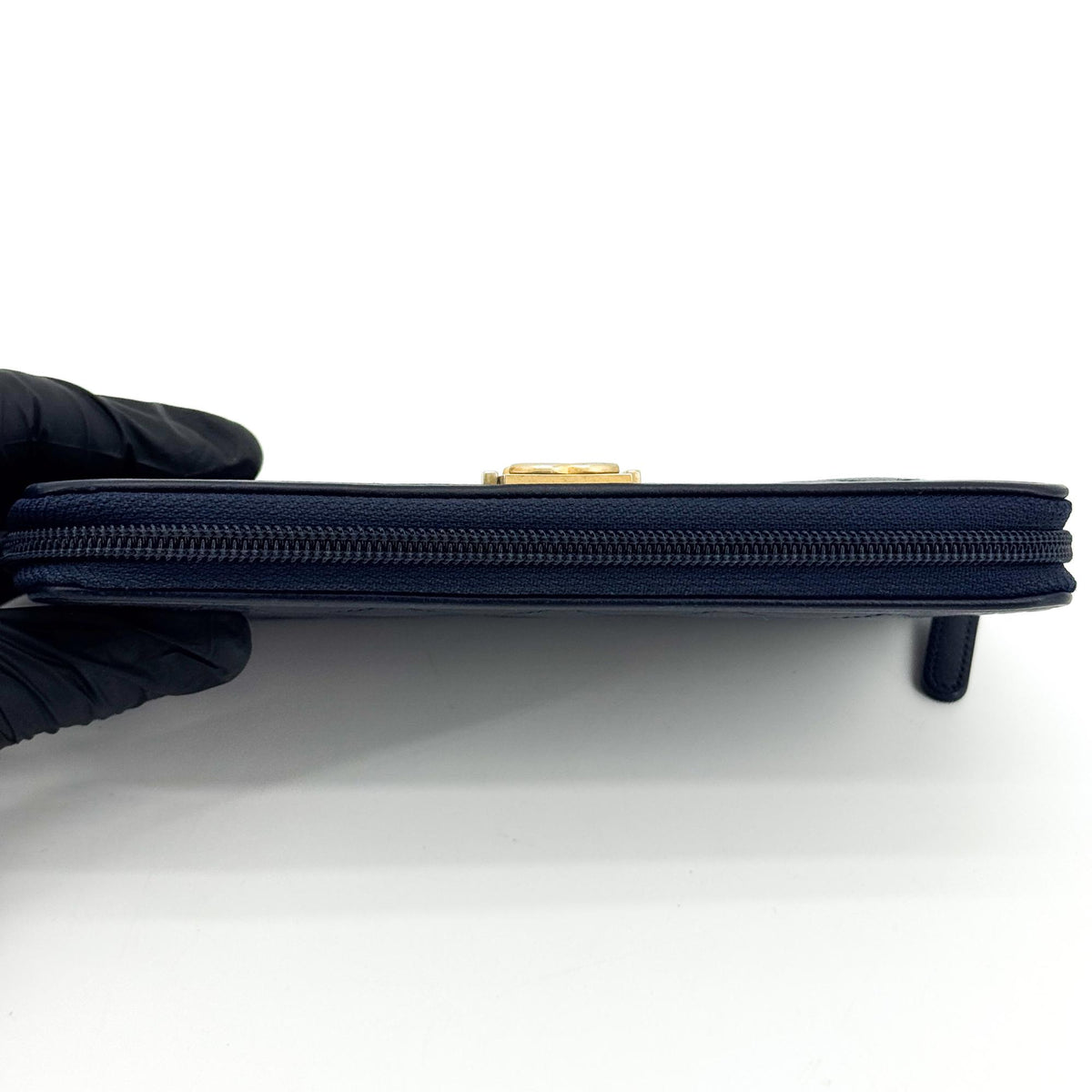 Chanel Boy Zip Around Quilted Caviar, Black, Leather, Wallet