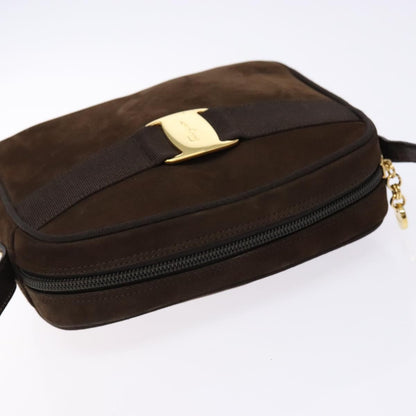Salvatore Ferragamo Vala Suede, Brown, Suede, Shoulder Bag