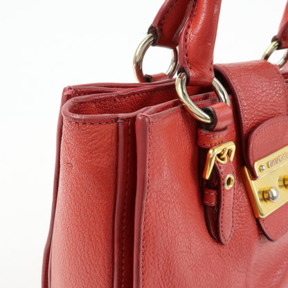 Miu Miu Madras Convertible Lock Leather, Red, Leather, Tote Bag
