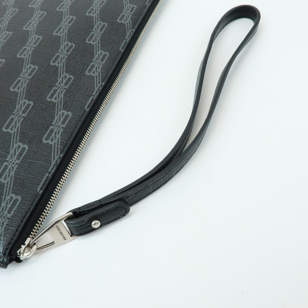 Balenciaga Signature Pouch Monogram PVC Leather, Black, Canvas, Clutch