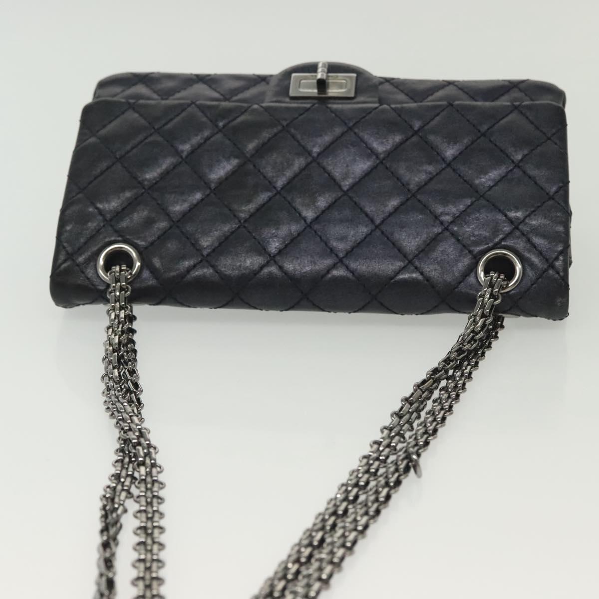 Chanel Hybrid Reissue Double Flap Bag Quilted Lambskin, NAVY, LEATHER, Shoulder bag