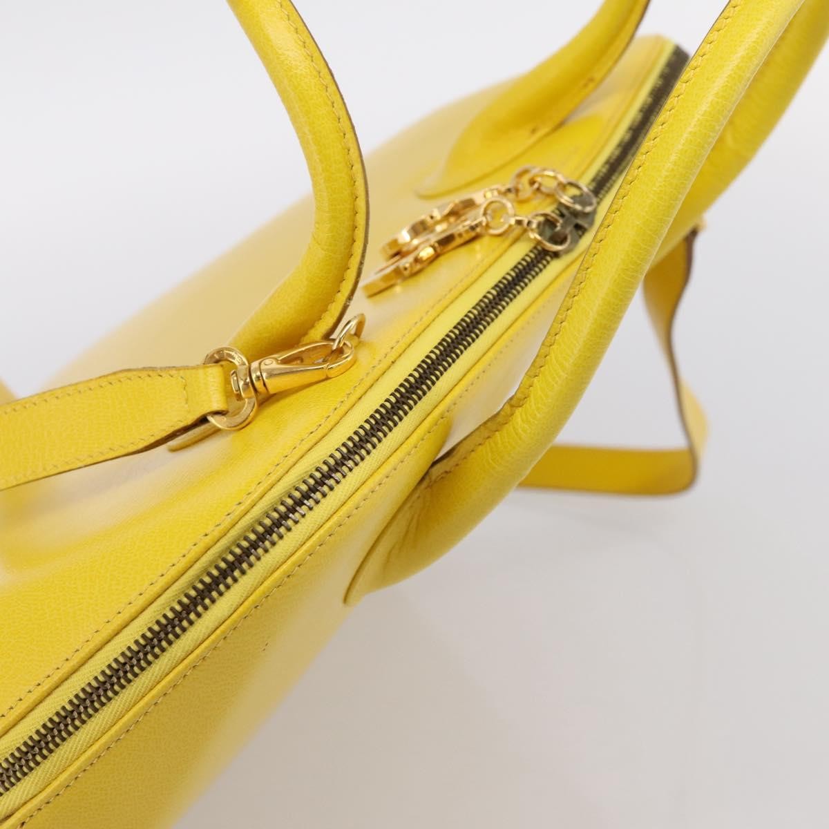 Salvatore Ferragamo Gancini Leather, Yellow, Leather, Handbag