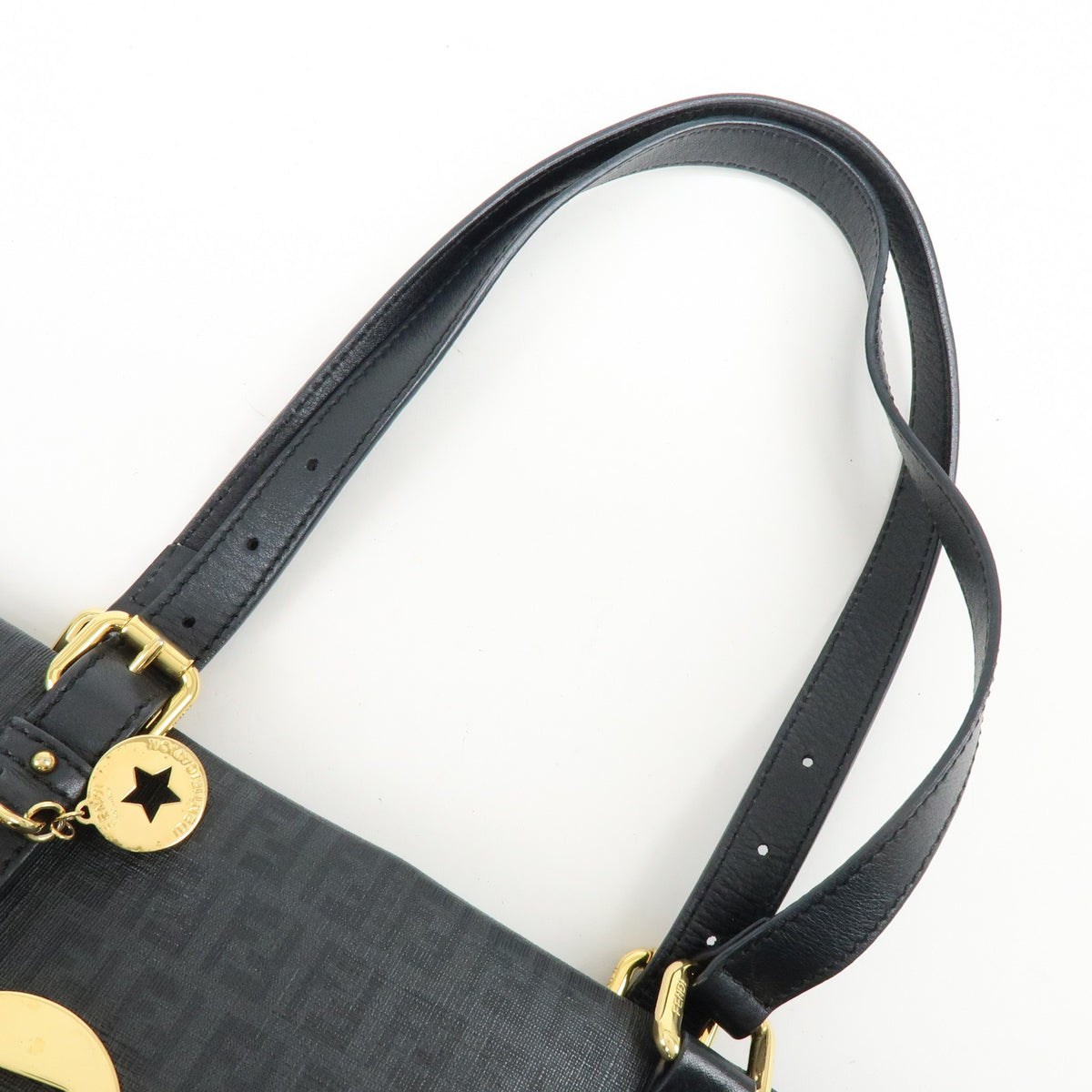 Fendi Superstar Zucchino Coated Canvas, Black, Canvas, Tote Bag