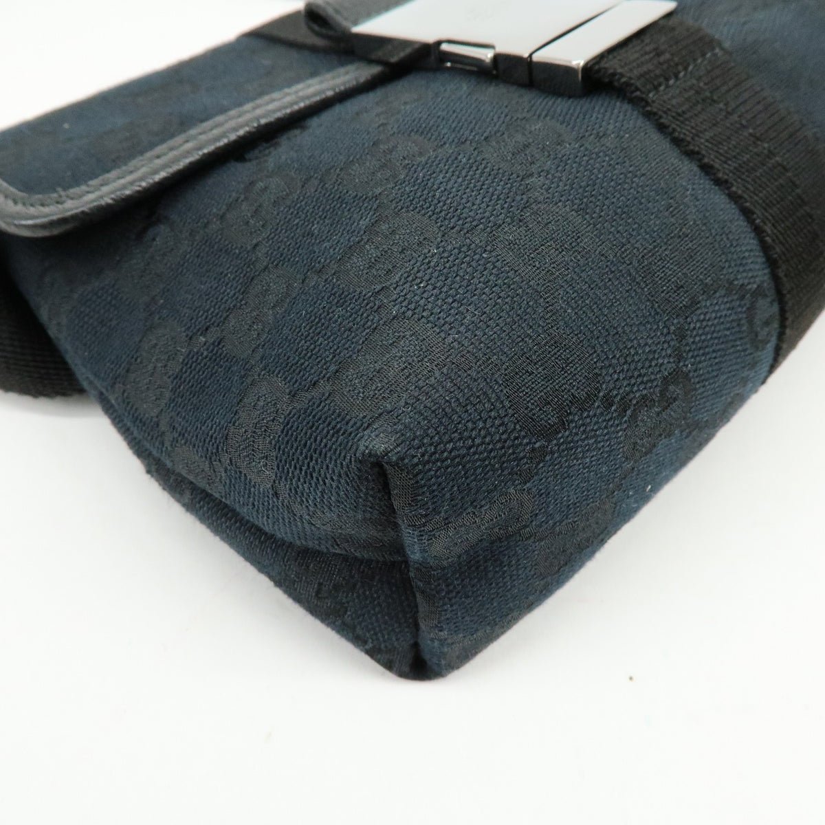 Gucci Buckle Belt GG Canvas, Black, Canvas, Handbag