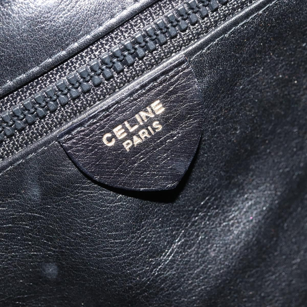 Celine Circle Logo Leather, Black, Leather, Shoulder Bag