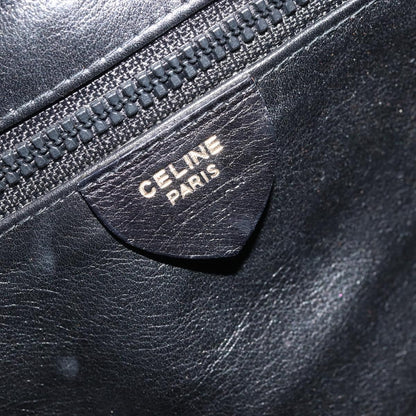 Celine Circle Logo Leather, Black, Leather, Shoulder Bag
