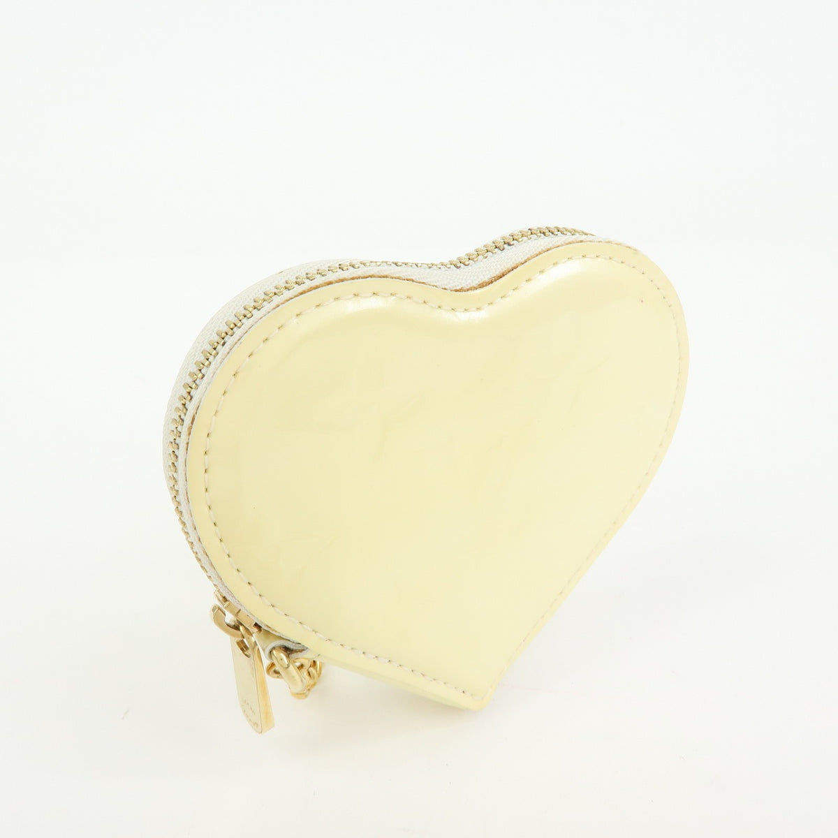 Louis Vuitton Heart Coin Purse Monogram Vernis, Beige, Patent Leather, Clutch