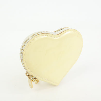 Louis Vuitton Heart Coin Purse Monogram Vernis, Beige, Patent Leather, Clutch