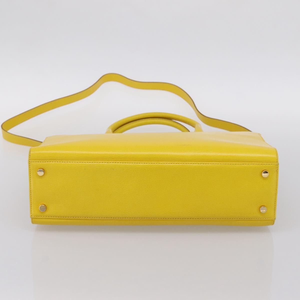 Salvatore Ferragamo Gancini Leather, Yellow, Leather, Handbag