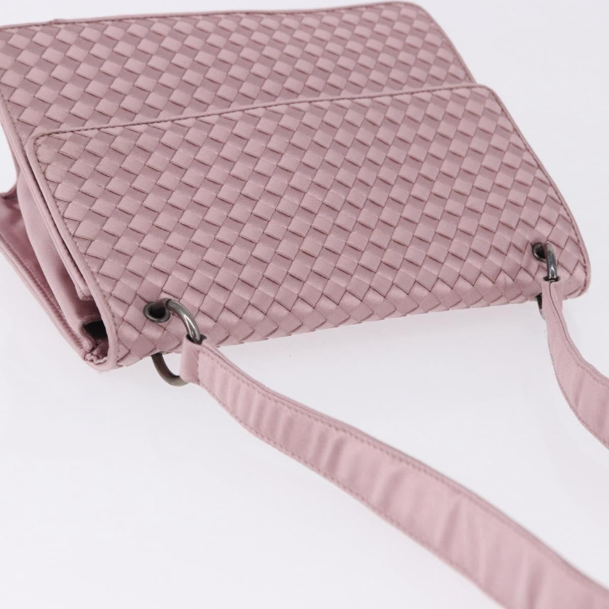 Bottega Veneta Flap Intrecciato Satin, Pink, Satin, Shoulder Bag