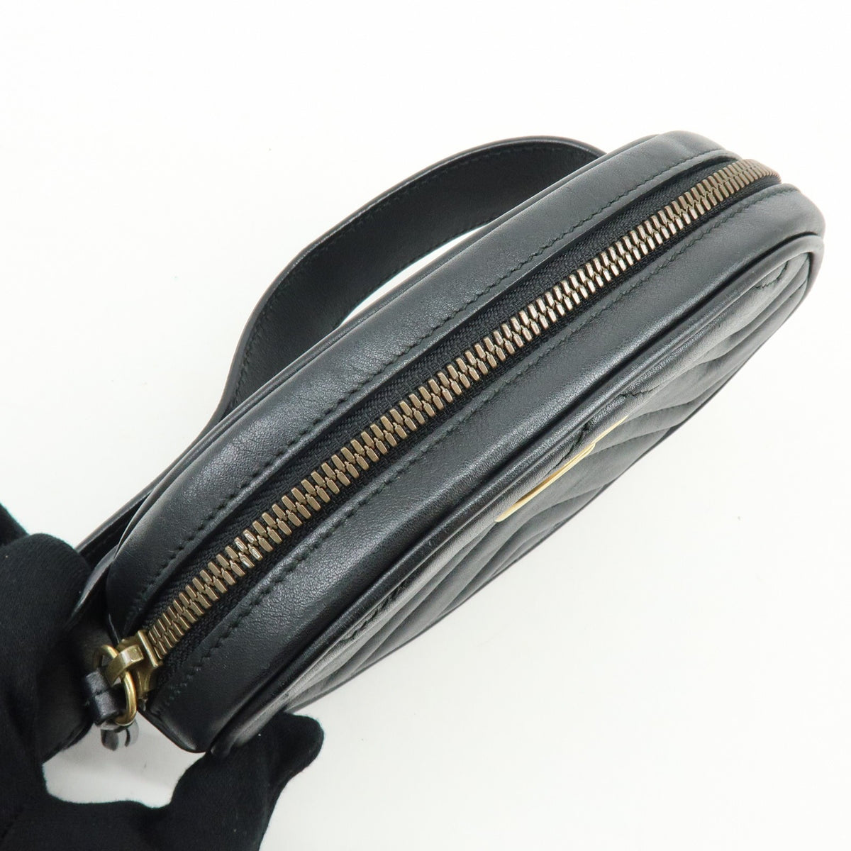 Gucci GG Marmont Belt Matelasse Leather, Black, Leather, Handbag