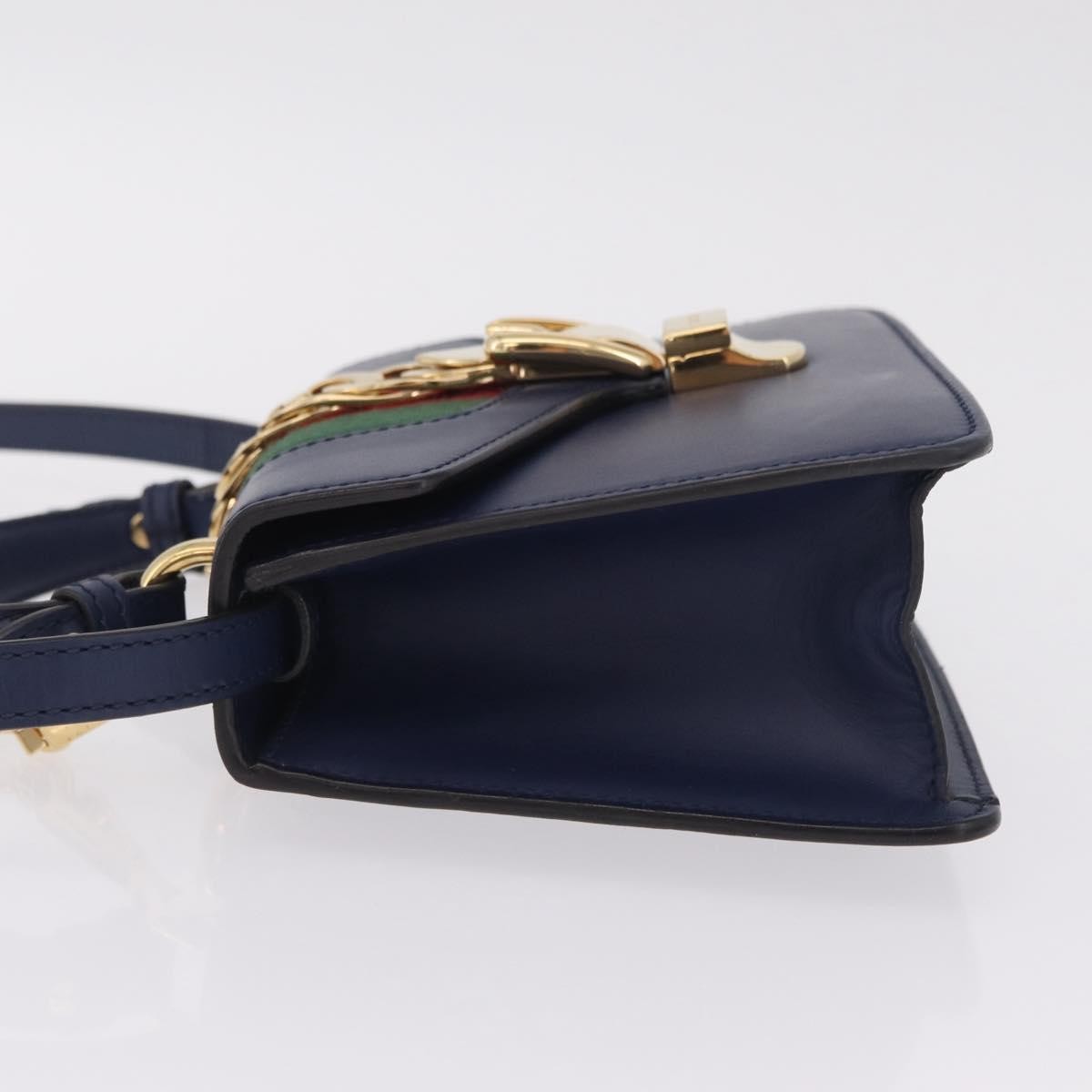 Gucci Sylvie Top Handle Leather, Navy, Leather, Handbag