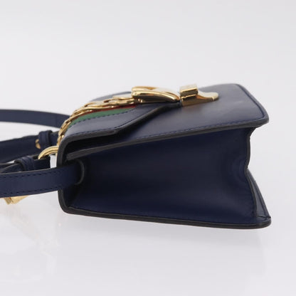 Gucci Sylvie Top Handle Leather, Navy, Leather, Handbag