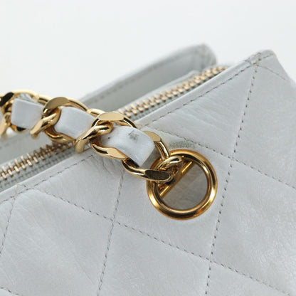 Chanel Shoulder Quilted Leather, White, Leather, Shoulder Bag