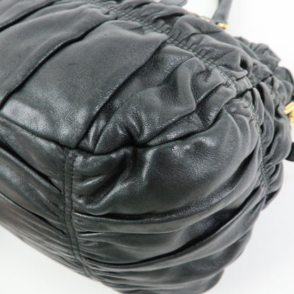 Prada Gaufre Convertible Nappa Leather, Black, Leather, Tote Bag